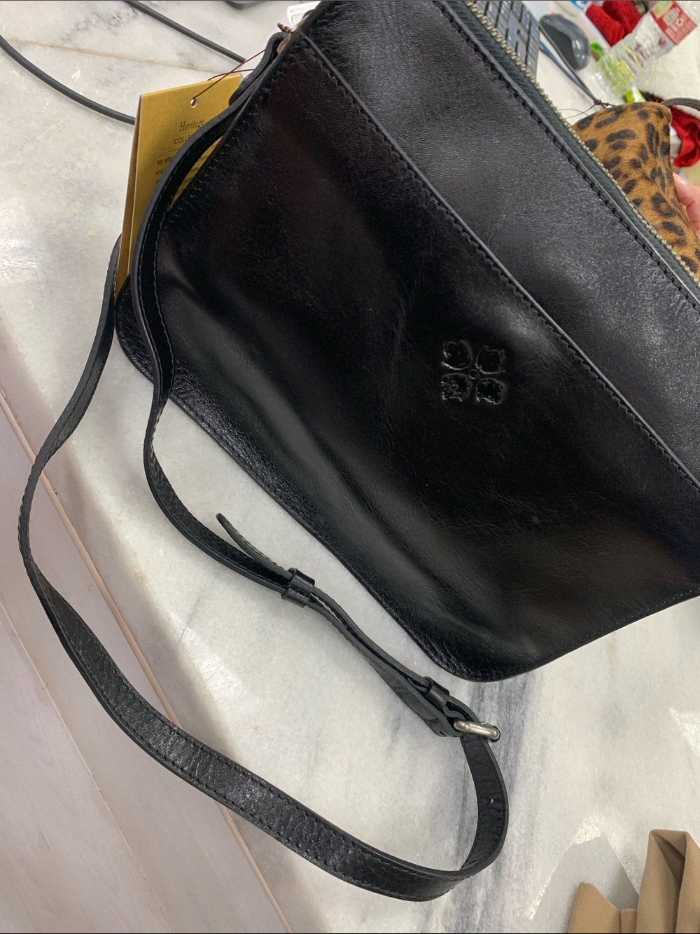 Patricia Nash Black Leather Crossbody Pouch - Picture 7 of 7
